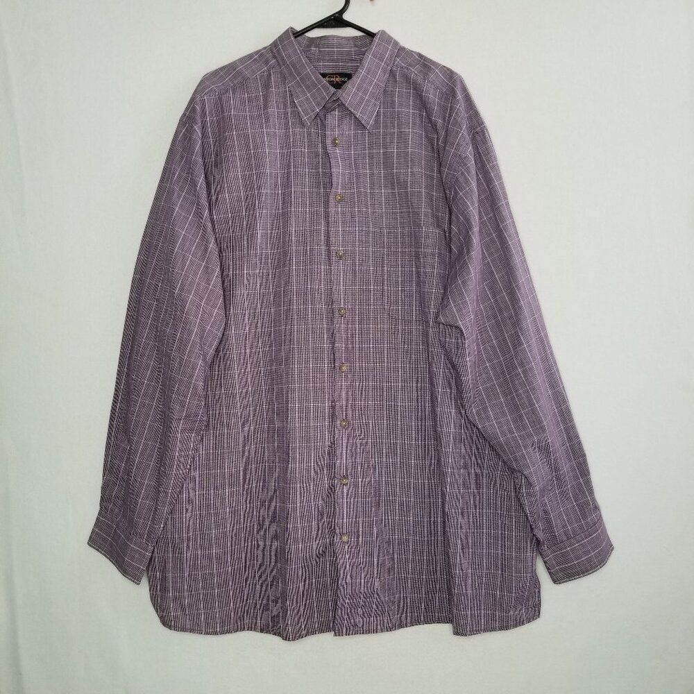 Canyon Ridge Purple Plaid Long Sleeve Button Down Shirt 2XLT